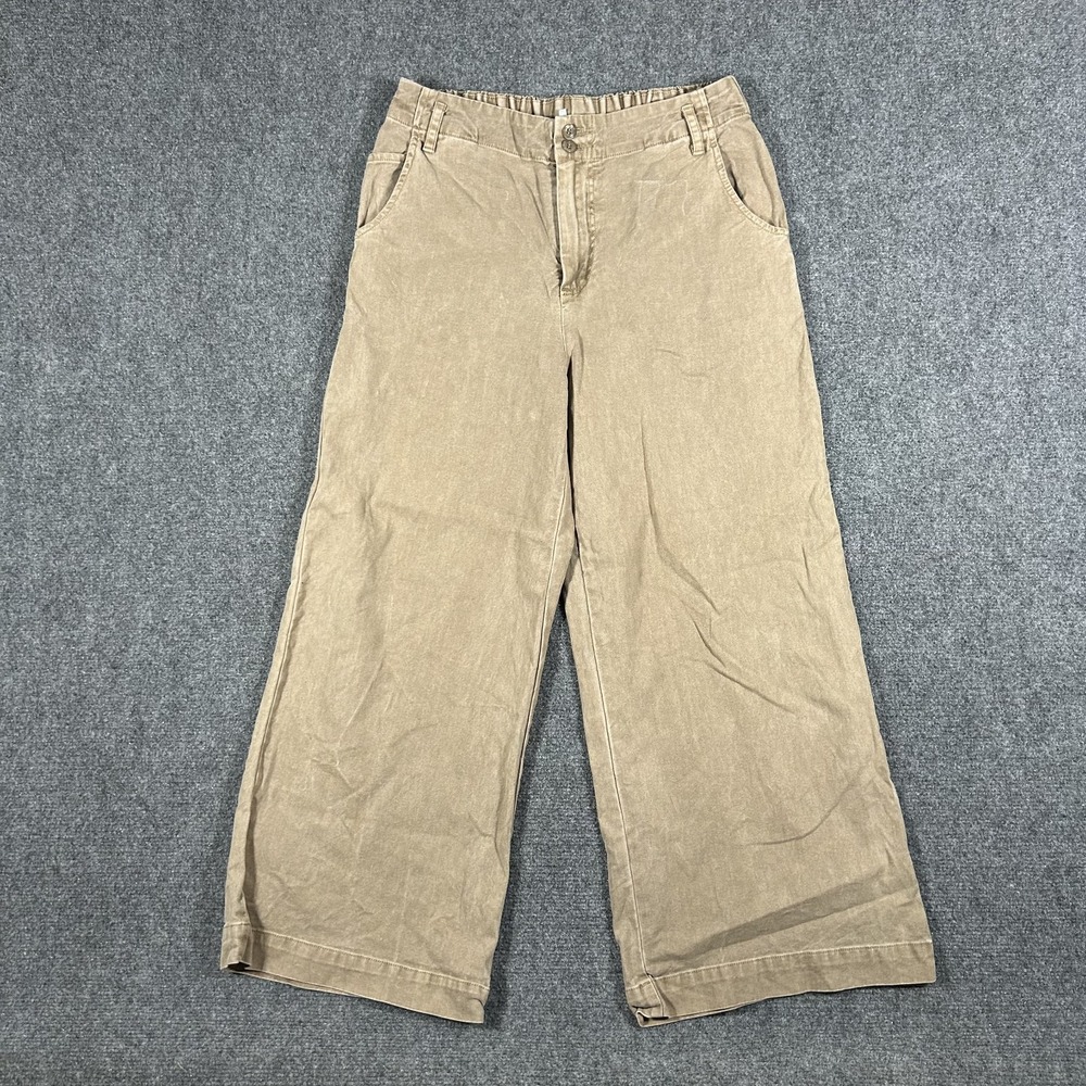 YFB Young Fabulous & Broke Pants Wide Leg Khaki Cotton Women's Large #3595